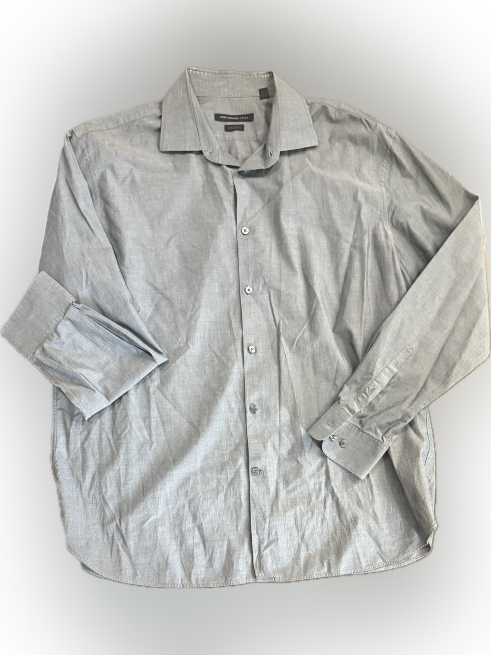 John Varvatos Men's Grey Button-Up Dress Shirt | Sz 17 34/35